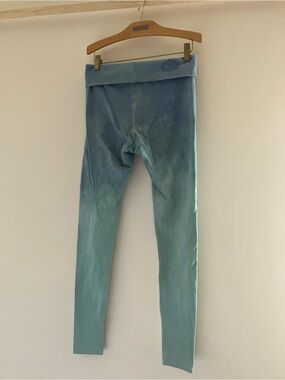 Purusha People aqua blue ombré leggings with fold over waistband size small